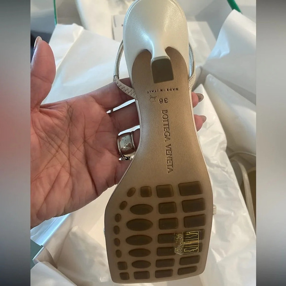 Bottega Veneta White Stretch T Strap Heel Sandals Size 36 - Picture 5 of 9